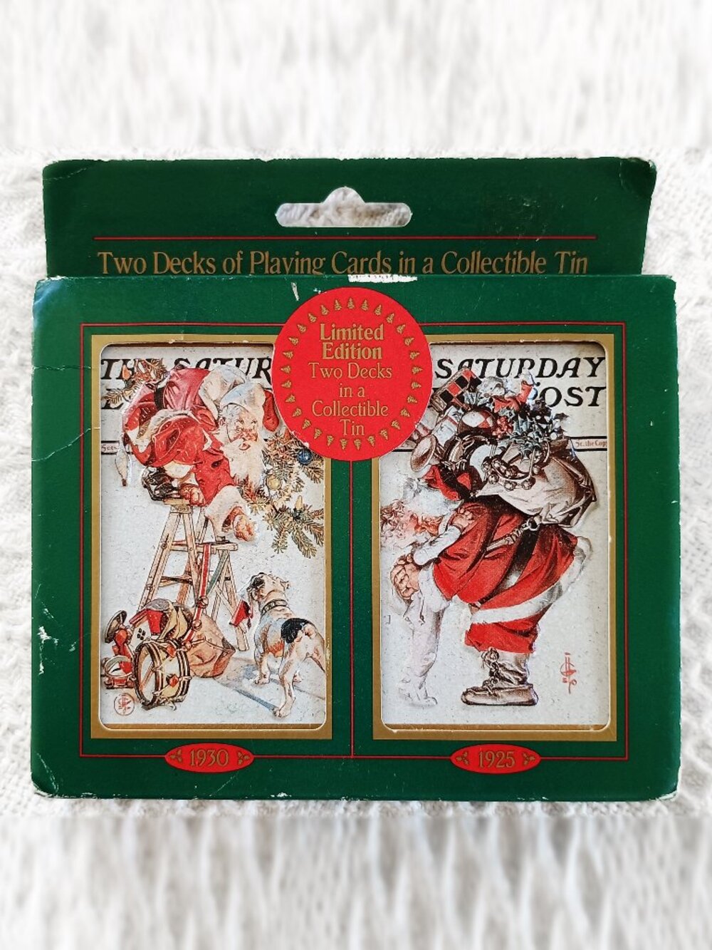 Vintage Holiday Playing Cards, Saturday Evening Post, Santa, SEALED Decks, 1997
